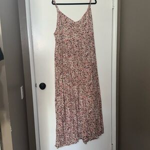 Caslon Pink Dotted Empire Maxi Dress EUC